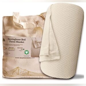 100% Pure Cotton, Luxury Queen Size Beige Blanket